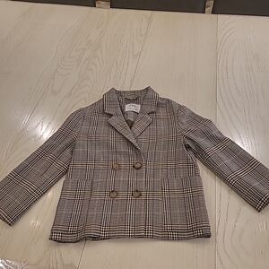 Zara Kids Checkered Blazer - Brown and Black